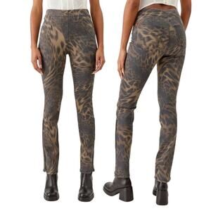 Urban Outfitters BDG Brown Multi Animal Print High Waist Ankle Zip Skinny Jeans